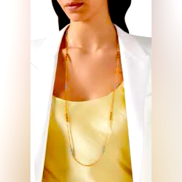 NWT Tory Burch Kira 18K Gold-Plate & Enamel Long Necklace - Picture 7 of 12